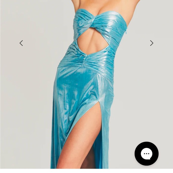 Retrofete SOLEIL DRESS Metallic Blue aqua Gown M - Picture 3 of 6